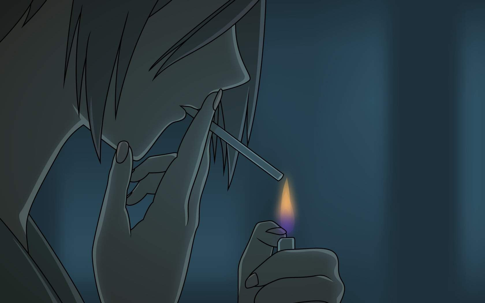 Illustration of a person smoking
